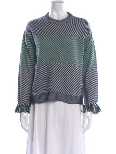 Pre-owned Love Moschino Striped Mock Neck Sweater In Blue