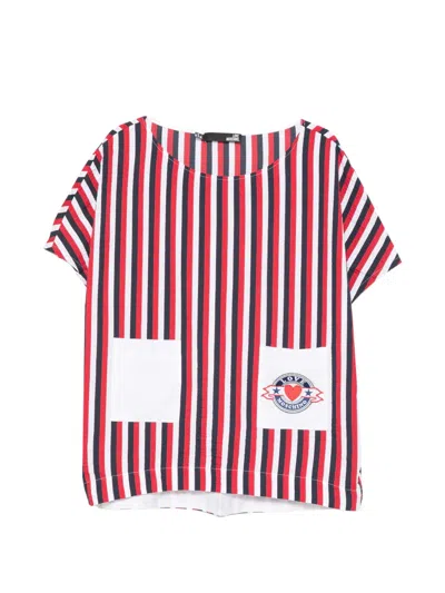 Love Moschino Striped Patch-pocket Blouse In Multi