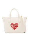 Love Moschino Structured Avorio Handbag With Heart Emblem In White