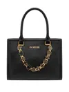 Love Moschino Structured Black Handbag With Distinctive Gold-tone Chain In Black