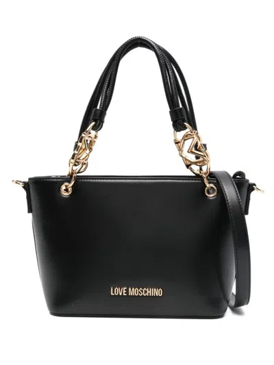 Love Moschino Structured Handbag With Gold-tone Accents In Black