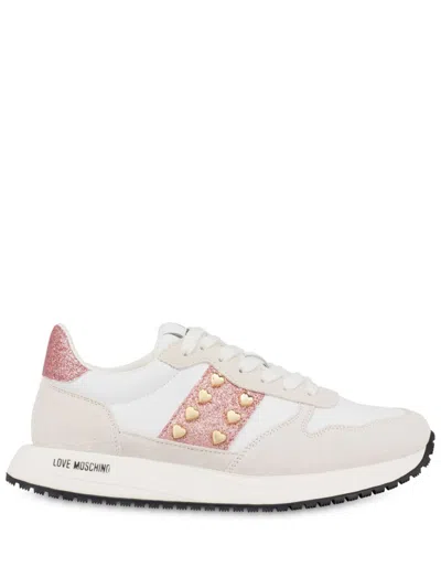 Love Moschino Stud-embellished Sneakers In White