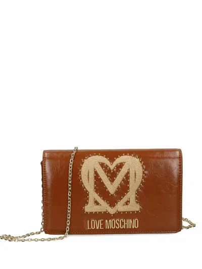 Love Moschino Studded Chain Cross Body Bag In Brown