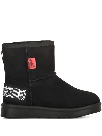 Love Moschino Suede Ankle Boots In Black