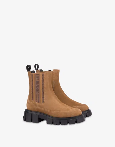 Love Moschino Suede Ankle Boots In Brown