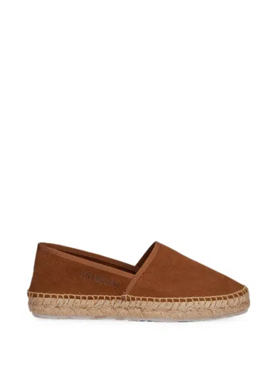 Love Moschino Suede Braided-sole Espadrilles In Brown