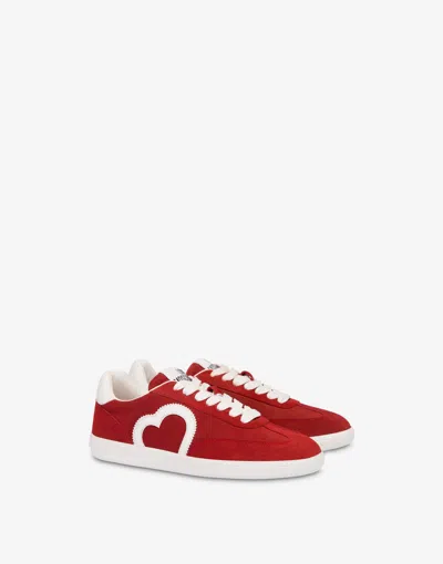 Love Moschino Suede Sneakers In Red