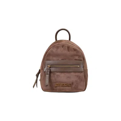 Love Moschino Suede-effect Polyester Backpack In Brown