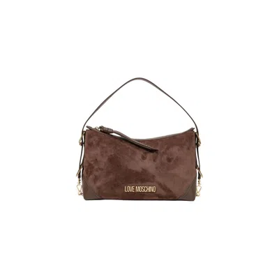 Love Moschino Suede-effect Polyester Shoulder Bag In Brown