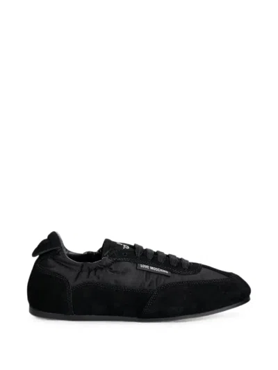 Love Moschino Suede-panelled Logo-tag Sneakers In Black