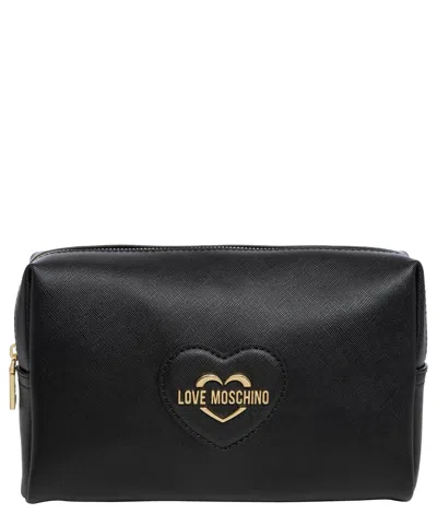 Love Moschino Sweet Heart Toiletry Bag In Black