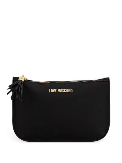 Love Moschino Tassel-detail Logo-plaque Clutch Bag In Black