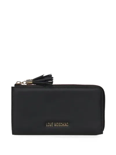 Love Moschino Tassel-detail Logo-plaque Wallet In Black