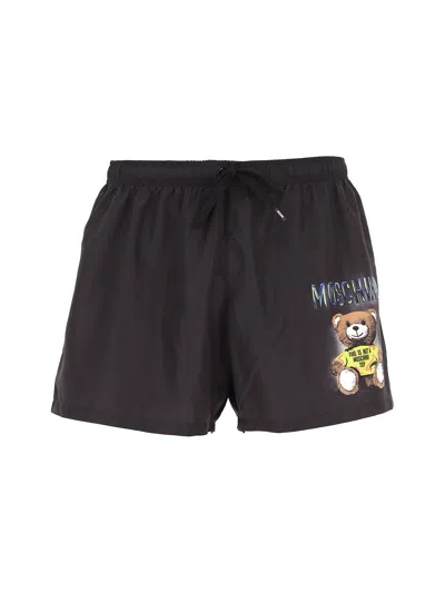 Love Moschino Teddy Bear Logo Swim Shorts In Black