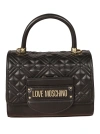 LOVE MOSCHINO TOP HANDLE QUILTED LOGO SHOULDER BAG