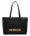 Love Moschino Black Tote Bag With Zip Closure In Black