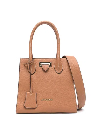 Love Moschino Tote Bag With Logo In Camel