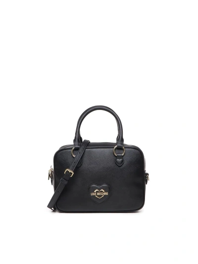 Love Moschino Tote Bag With Logo Plaque In Black