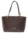 Love Moschino Structured Brown Polyurethane Shopper Bag In Brown