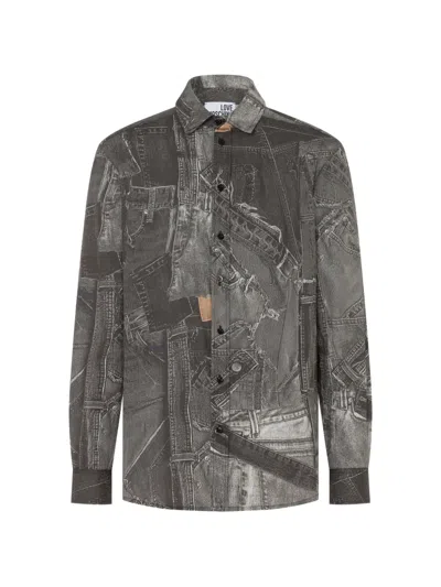 Love Moschino Trompe-l'oeil Denim-print Shirt In Animal Print