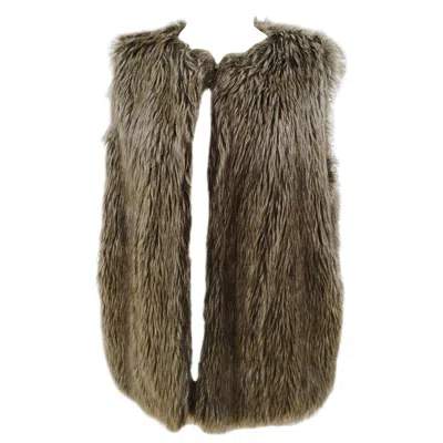 Pre-owned Love Moschino Vintage Eco Fur Gilet Women's Size 38 Italy 1990s In Brown
