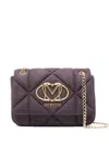 Love Moschino Violet Quilted Shoulder Bag With Gold Accents In Blue