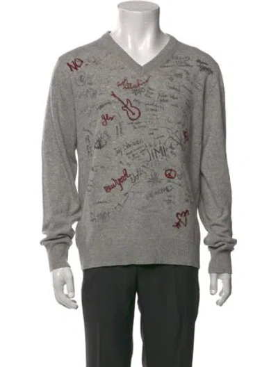 Pre-owned Love Moschino Virgin Wool Graphic Print Pullover In Gray