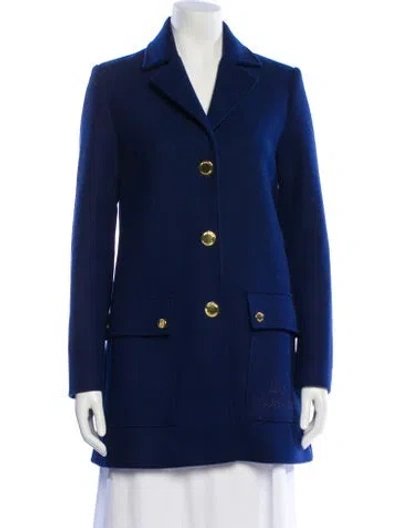 Pre-owned Love Moschino Virgin Wool Peacoat In Blue
