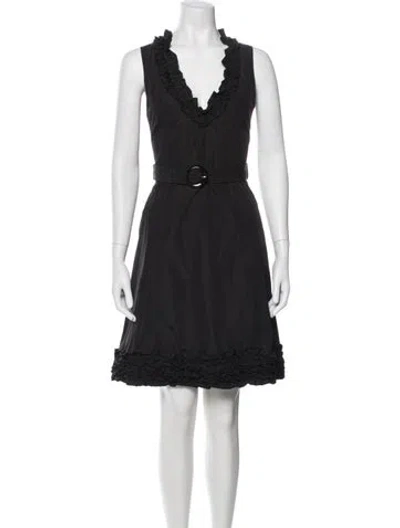 Pre-owned Love Moschino V-neck Mini Dress In Black