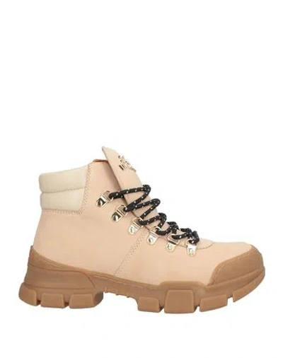 Love Moschino Woman Ankle Boots Beige Size 8 Leather In Neutral