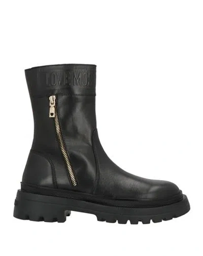 Love Moschino Woman Ankle Boots Black Size 10 Leather
