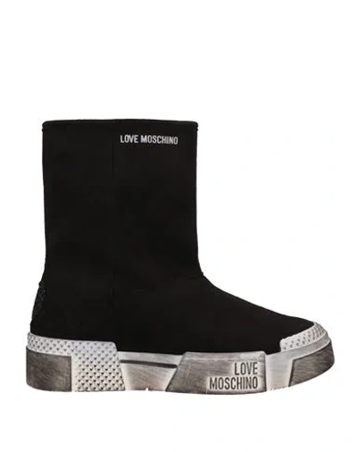 Love Moschino Woman Ankle Boots Black Size 11 Polyurethane