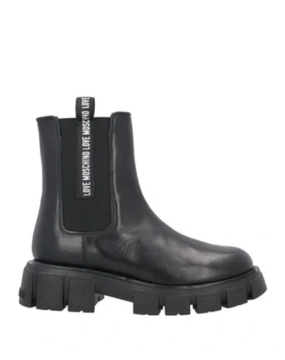 Love Moschino Logo-tape Leather Boots In Black