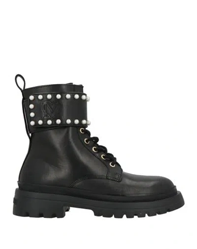 Love Moschino Woman Ankle Boots Black Size 8 Calfskin