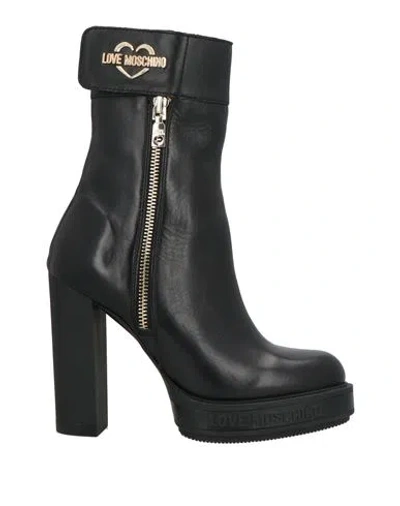 Love Moschino Woman Ankle Boots Black Size 8 Calfskin