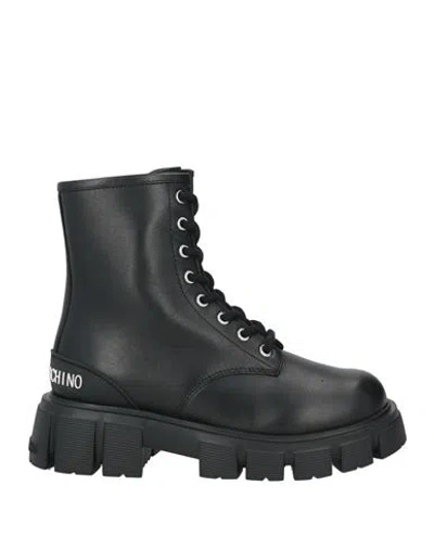 Love Moschino Woman Ankle Boots Black Size 8 Leather