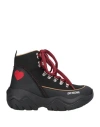 Love Moschino Woman Ankle Boots Black Size 8 Leather, Textile Fibers