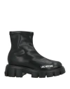 Love Moschino Woman Ankle Boots Black Size 8 Synthetisches Material In Animal Print