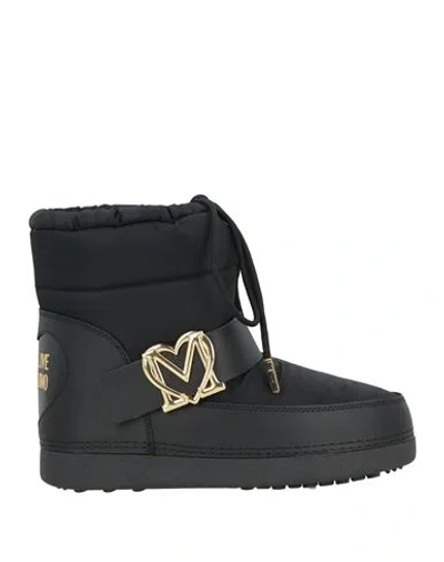 Love Moschino Woman Ankle Boots Black Size 8 Textile Fibers