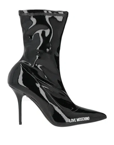 Love Moschino Woman Ankle Boots Black Size 8 Textile Fibers