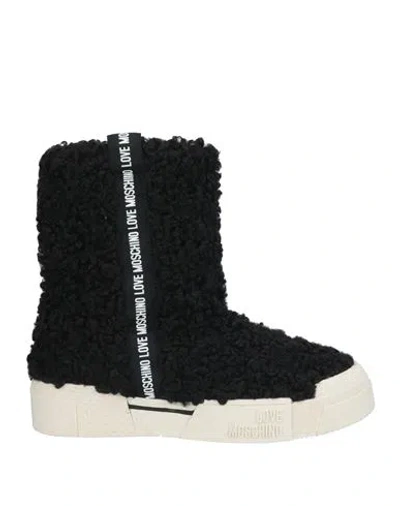 Love Moschino Woman Ankle Boots Black Size 8 Textile Fibers