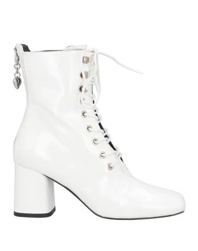 Love Moschino Woman Ankle Boots White Size 8 Textile Fibers