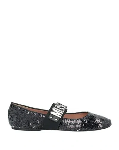 Love Moschino Woman Ballet Flats Black Size 8 Textile Fibers