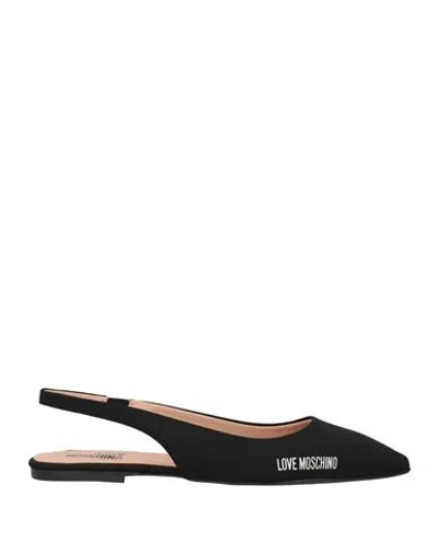 Love Moschino Woman Ballet Flats Black Size 8 Textile Fibers