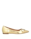Love Moschino Woman Ballet Flats Gold Size 7 Leather
