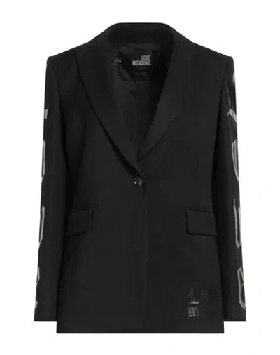 Love Moschino Woman Blazer Black Size 8 Polyester, Acrylic, Viscose, Virgin Wool, Elastane