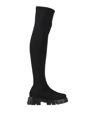 Love Moschino Woman Boot Black Size 7 Textile Fibers
