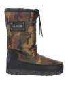 Love Moschino Woman Knee Boots Military Green Size 5 Nylon, Textile Fibers In Green