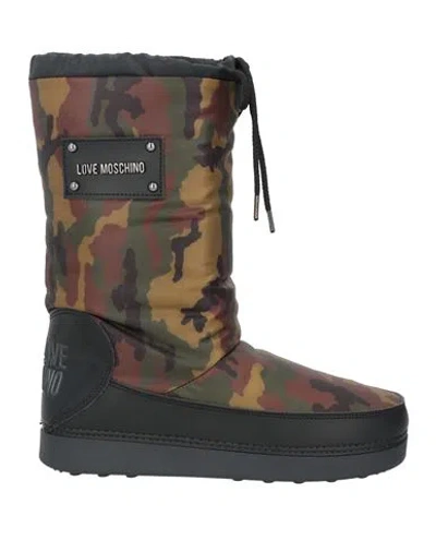 Love Moschino Woman Knee Boots Military Green Size 5 Nylon, Textile Fibers