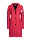Love Moschino Woman Coat Fuchsia Size 6 Virgin Wool, Polyamide In Pink